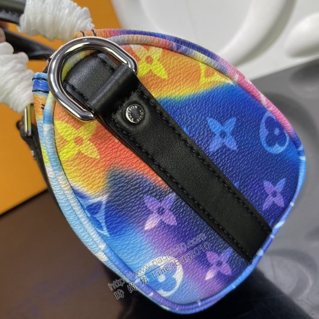 LV專櫃新款包包 路易威登Keepall XS手袋 M45761彩虹 2021秋季系列極光炫彩主題 LV手提肩背斜挎包  ydh4324
